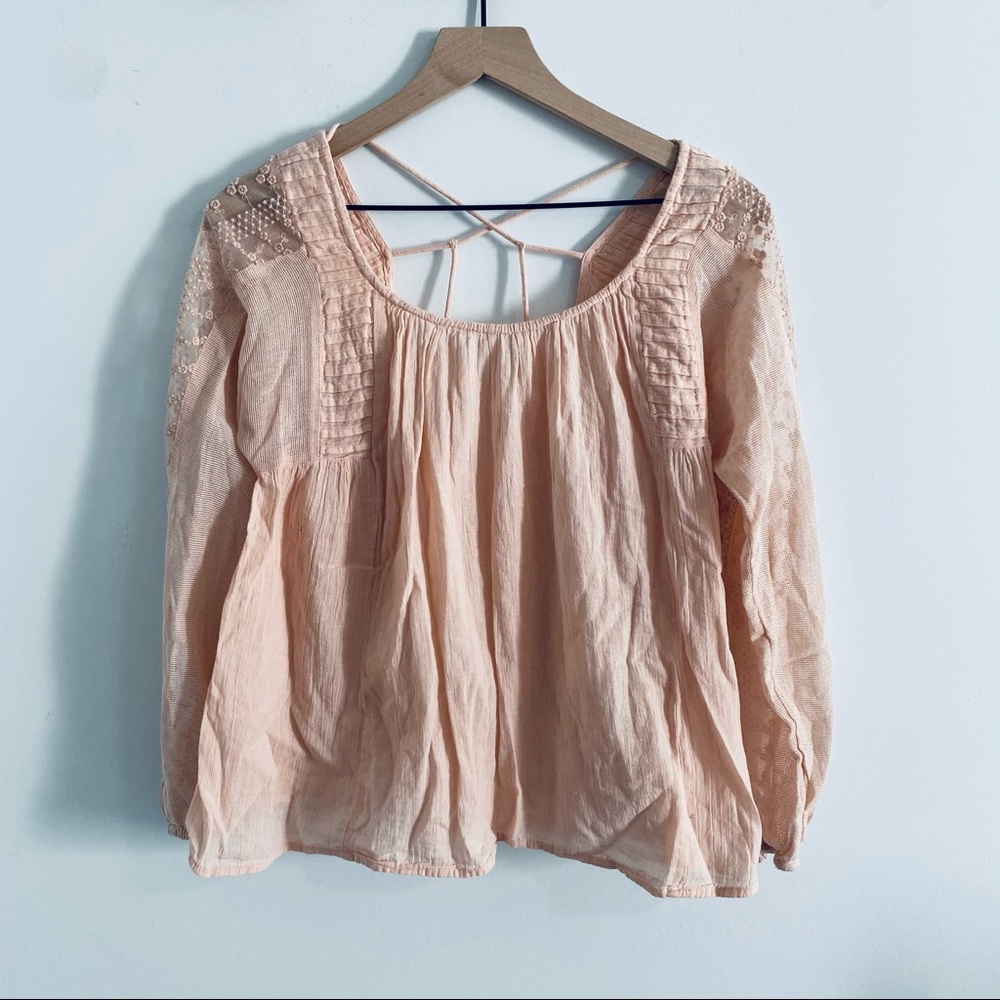 Lucky Brand Pink Boho Peasant Blouse